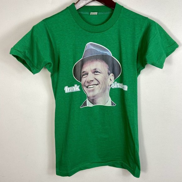 Vintage 1975 Frank Sinatra Graphic T-Shirt Mayo Spruce 30” Bust Sz Small Tee - Picture 1 of 9
